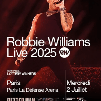 Affiche pour présenter le concert de Robbie Williams avec Eventeam Live